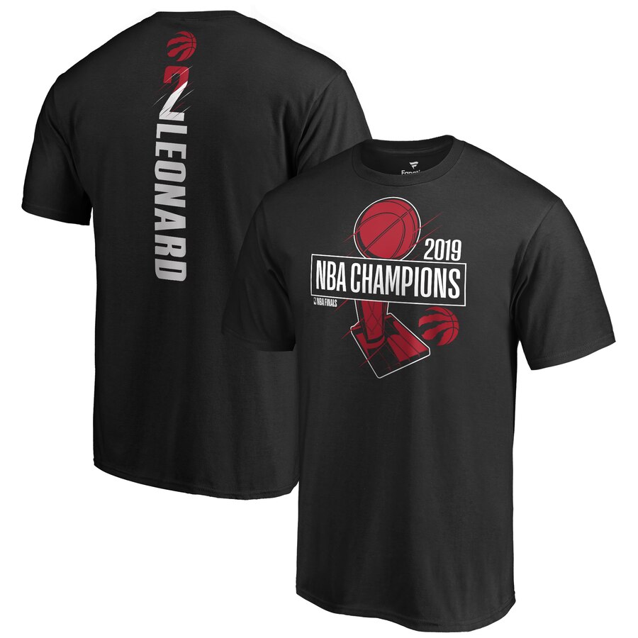 Men's Toronto Raptors #2 Kawhi Leonard Black 2019 NBA Finals Champions Name & Number T-Shirt